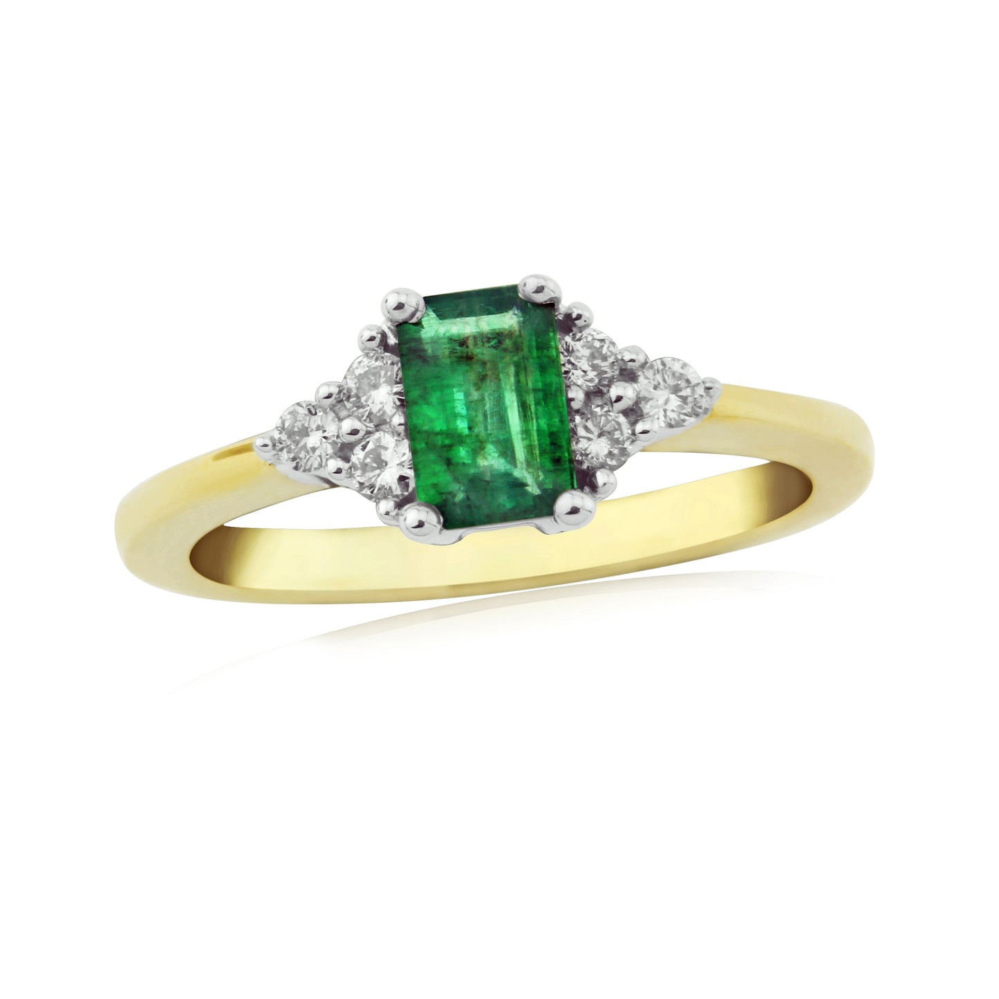 9ct Emerald & Diamond Ring - Gold
