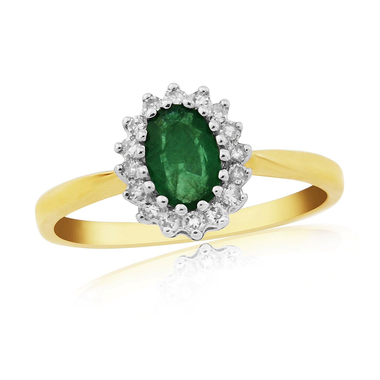 9ct Gold Emerald & Diamond Ring
