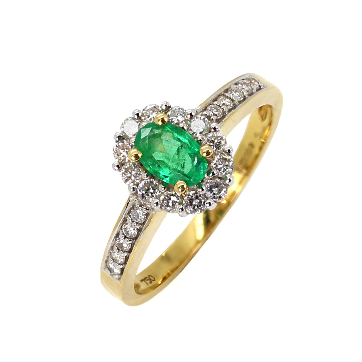 18ct Gold Emerald & Diamond Cluster Ring