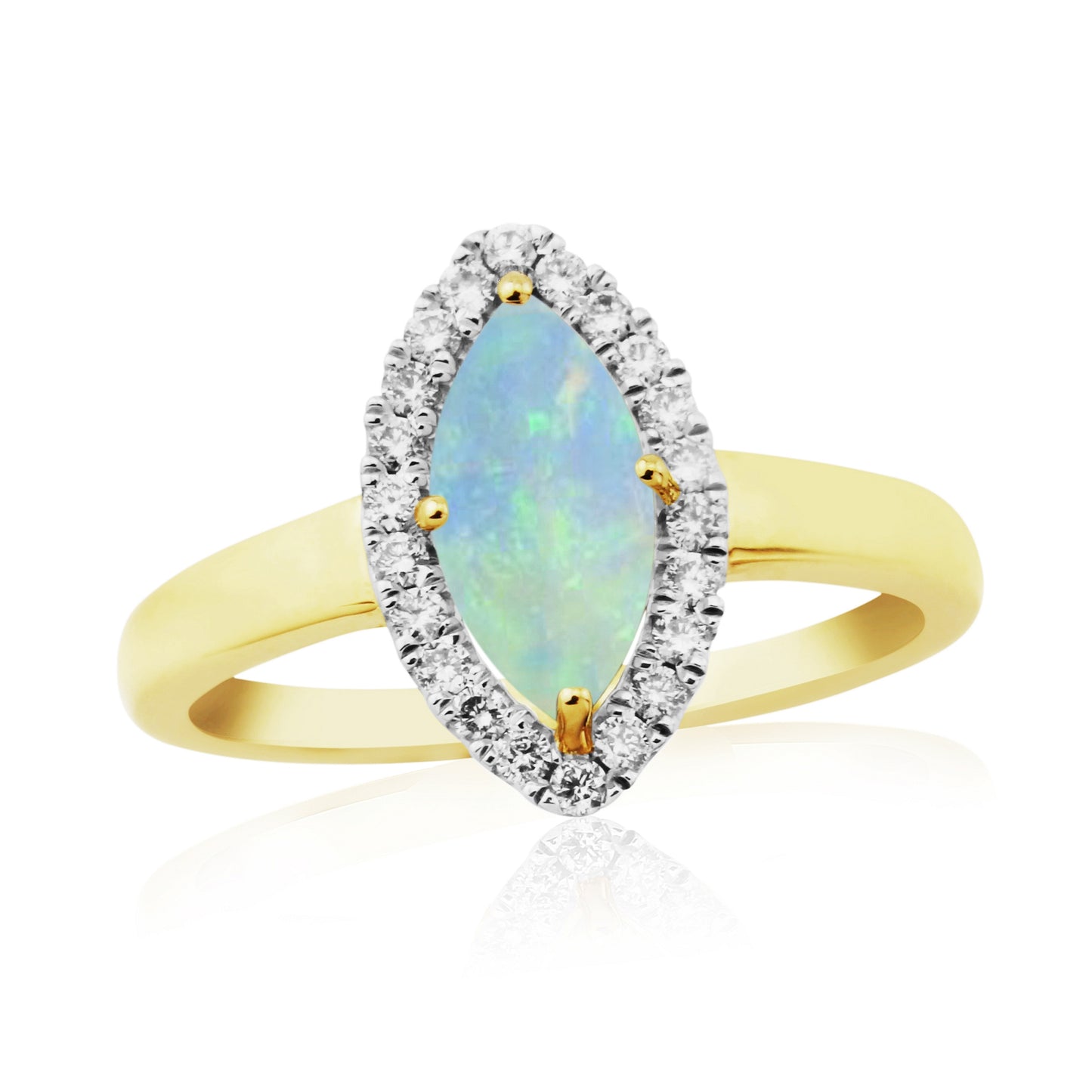 9ct Gold Opal & Diamond Ring