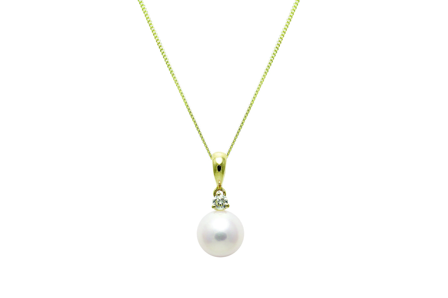 18ct Gold Diamond & Cultured River Pearl Pendant