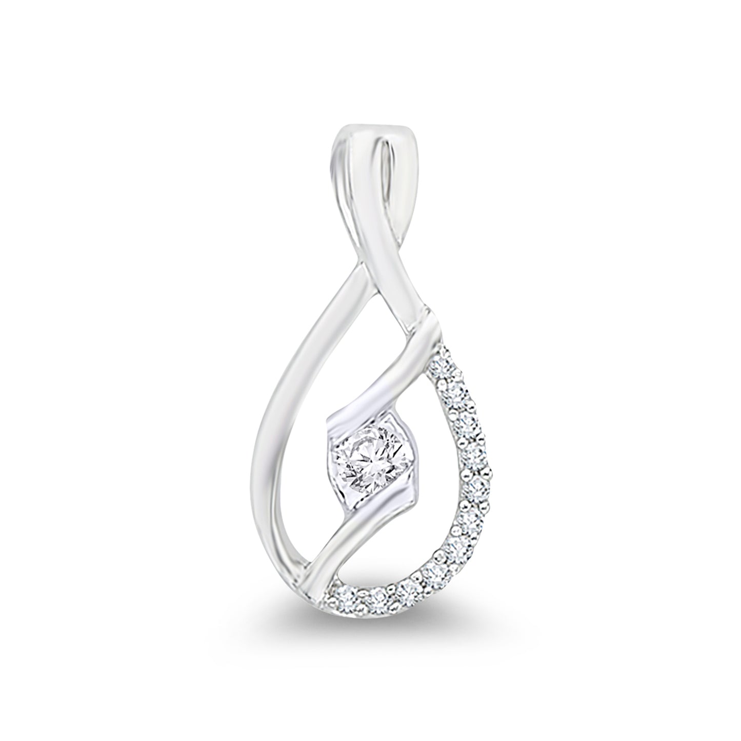 9ct White Gold Diamond Pendant 0.09ct