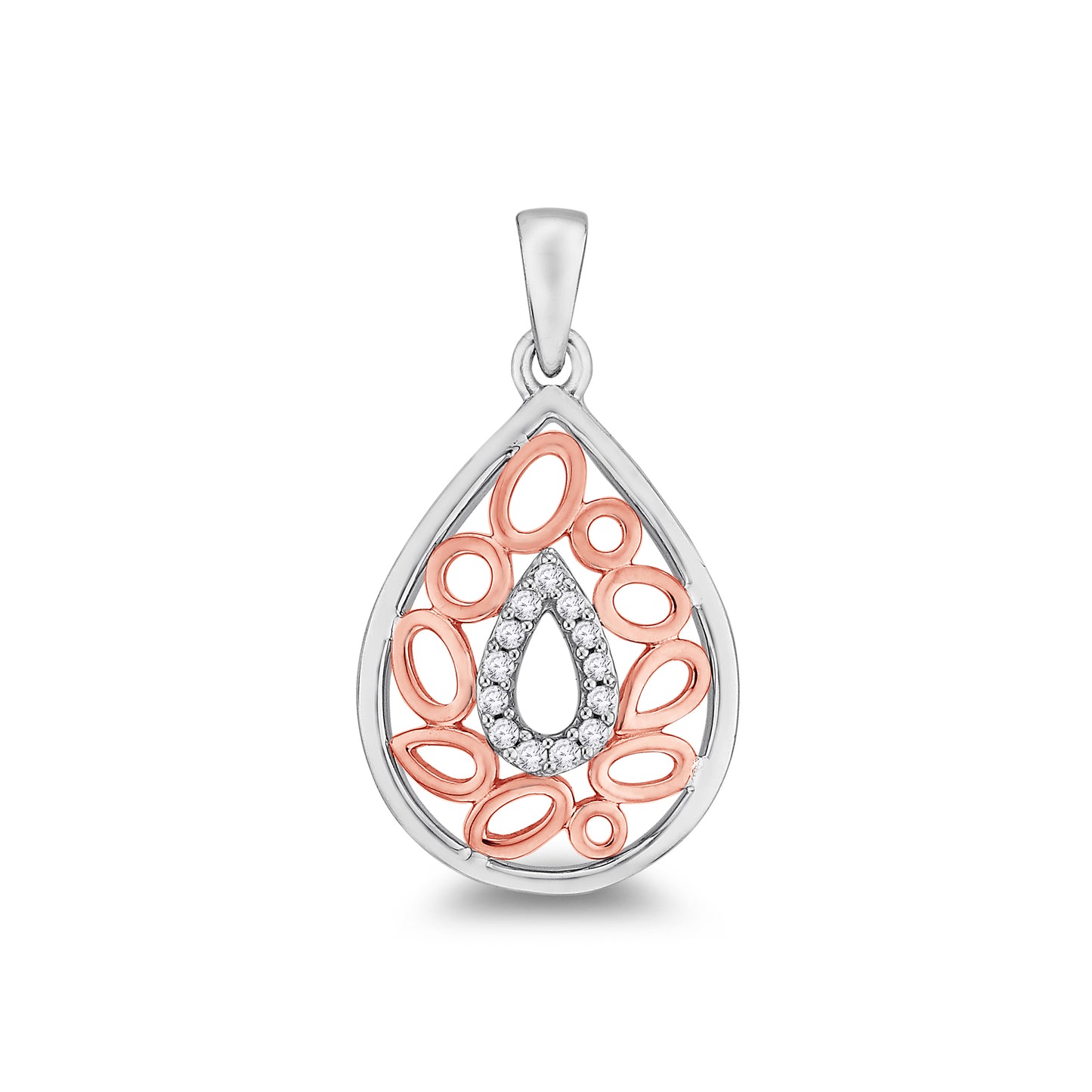 9ct White & Rose Gold Diamond Pendant