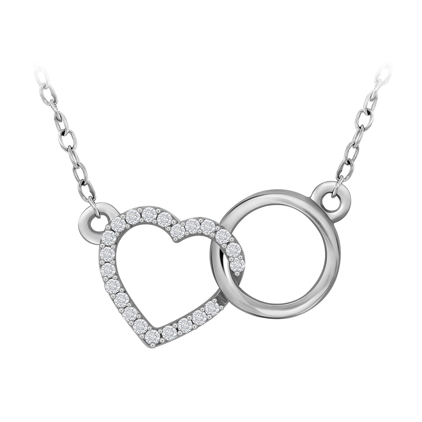 9ct White Gold Diamond Heart Necklace