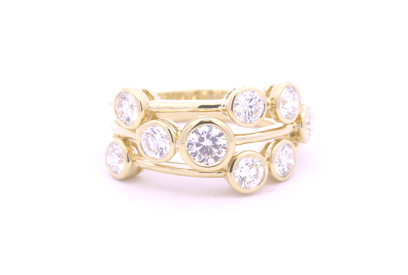 18ct Gold Diamond Bubble Ring 1.50ct