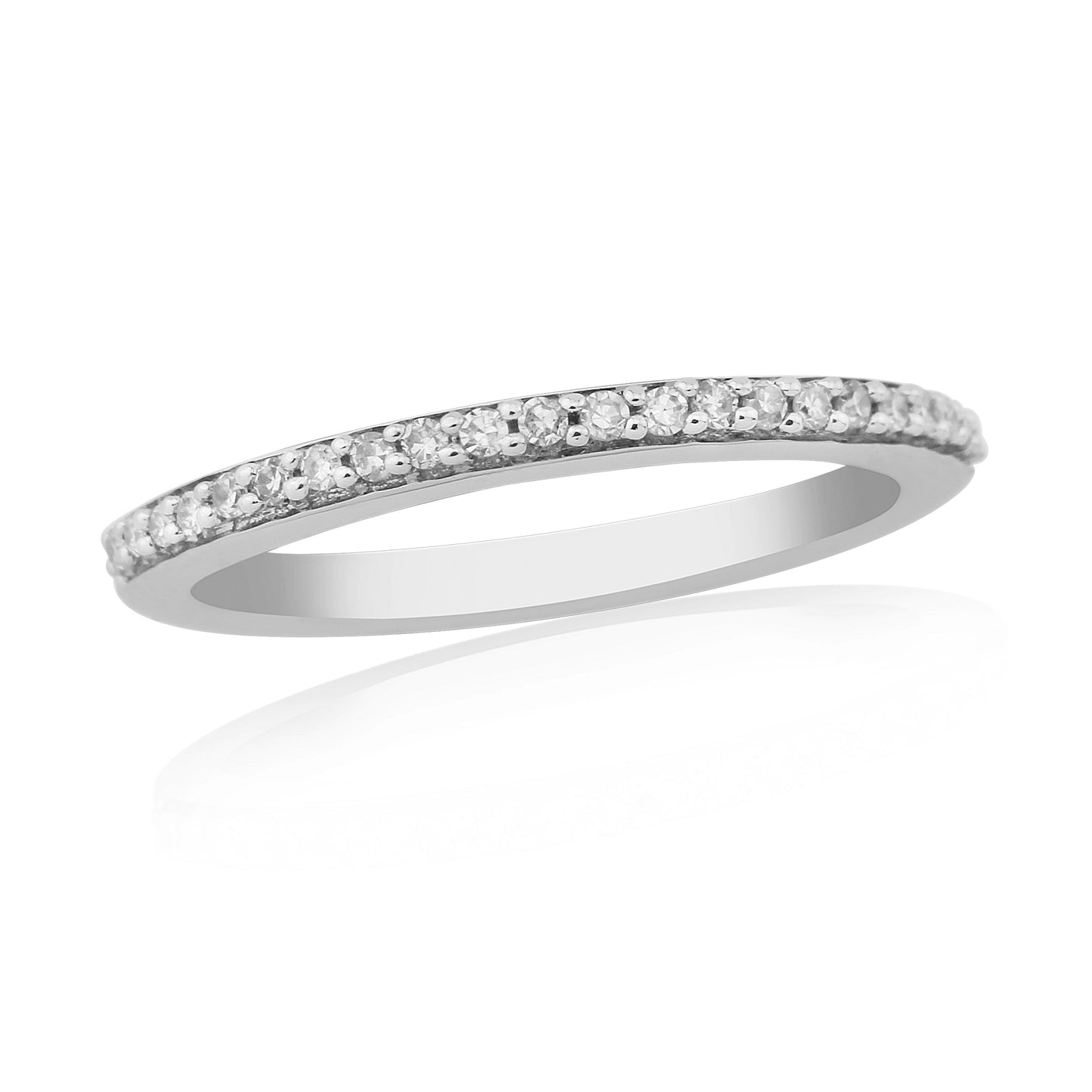 9ct White Gold Diamond Half Et Ring