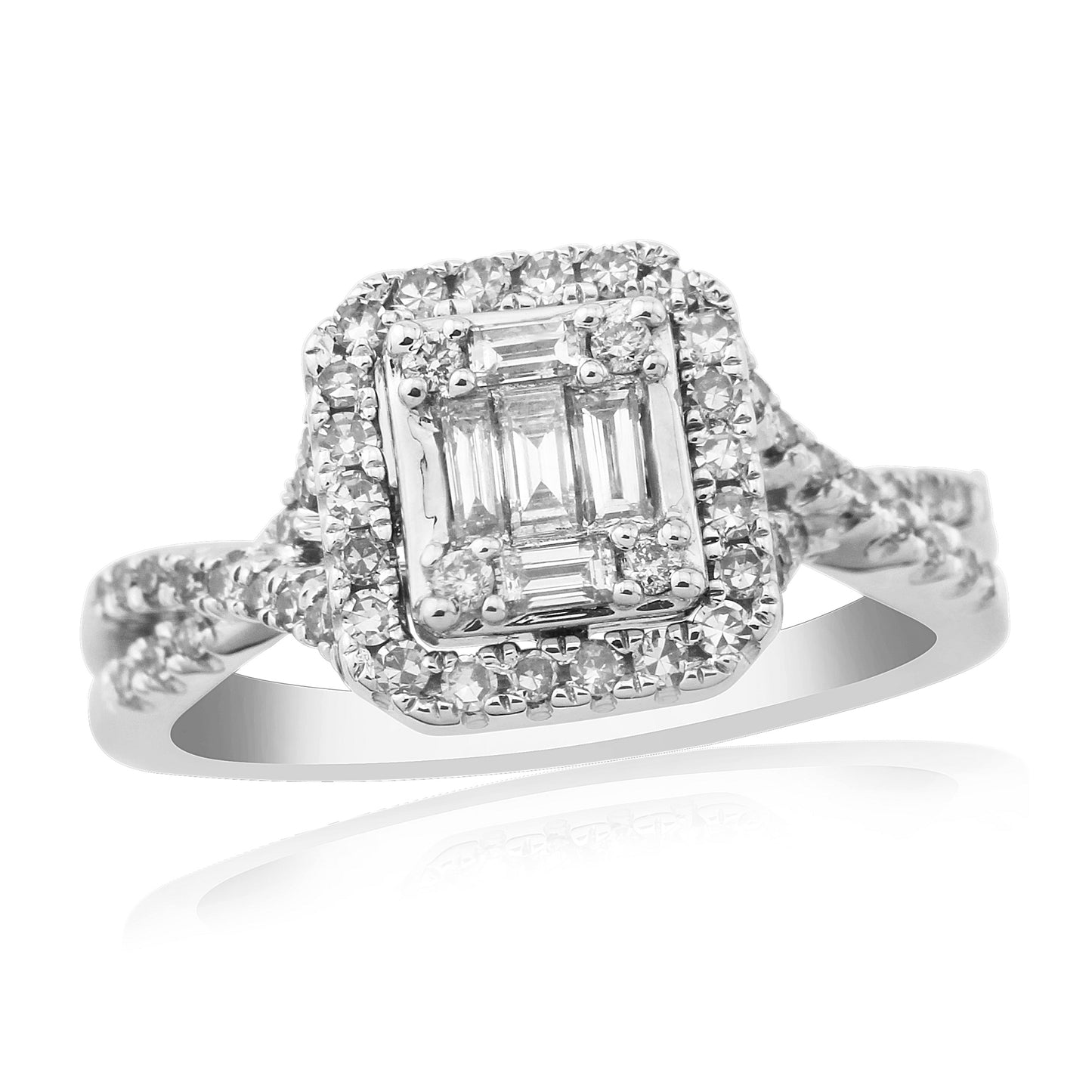 9ct White Gold Diamond Cluster Ring - White Gold