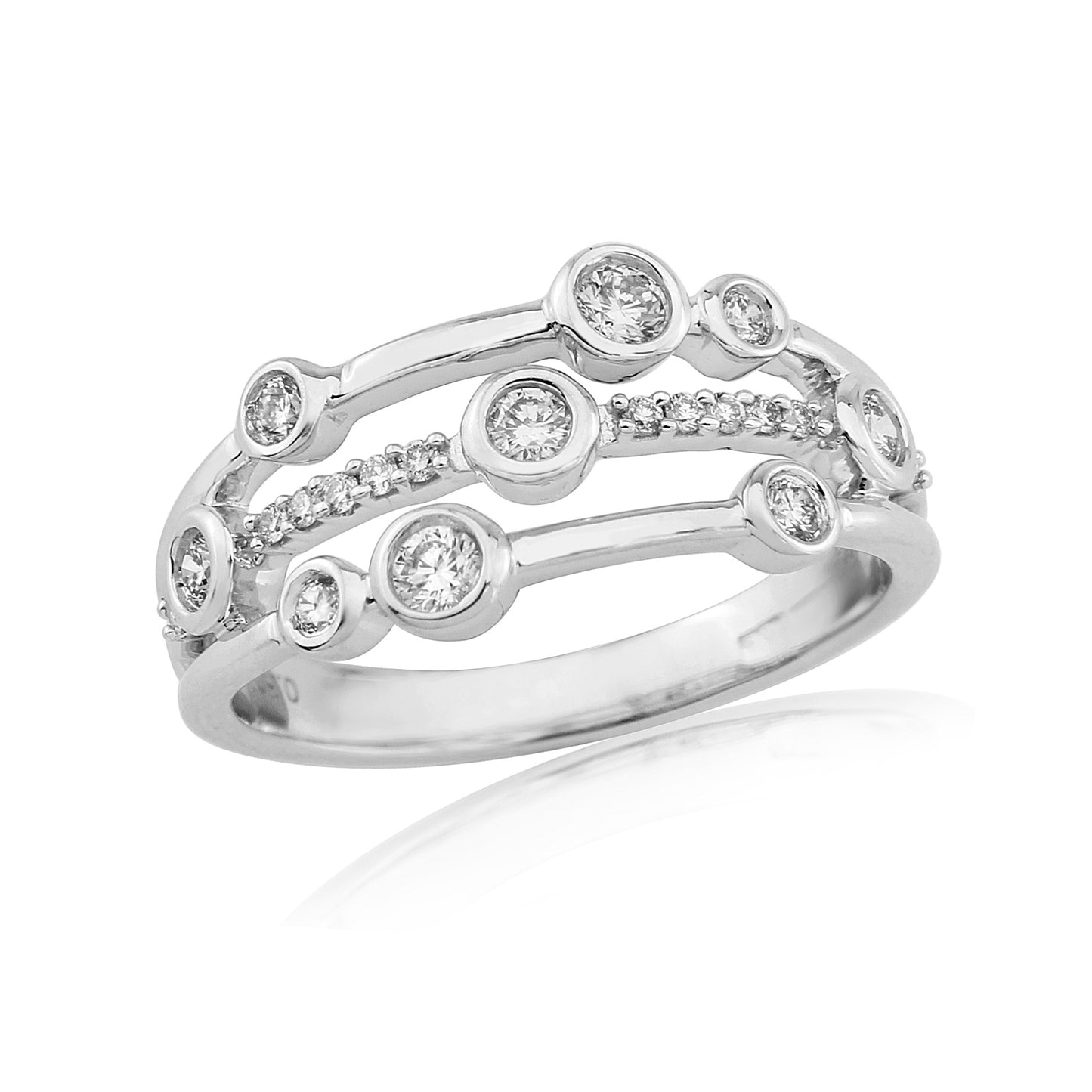 9ct White Gold Diamond Set Bubble Ring