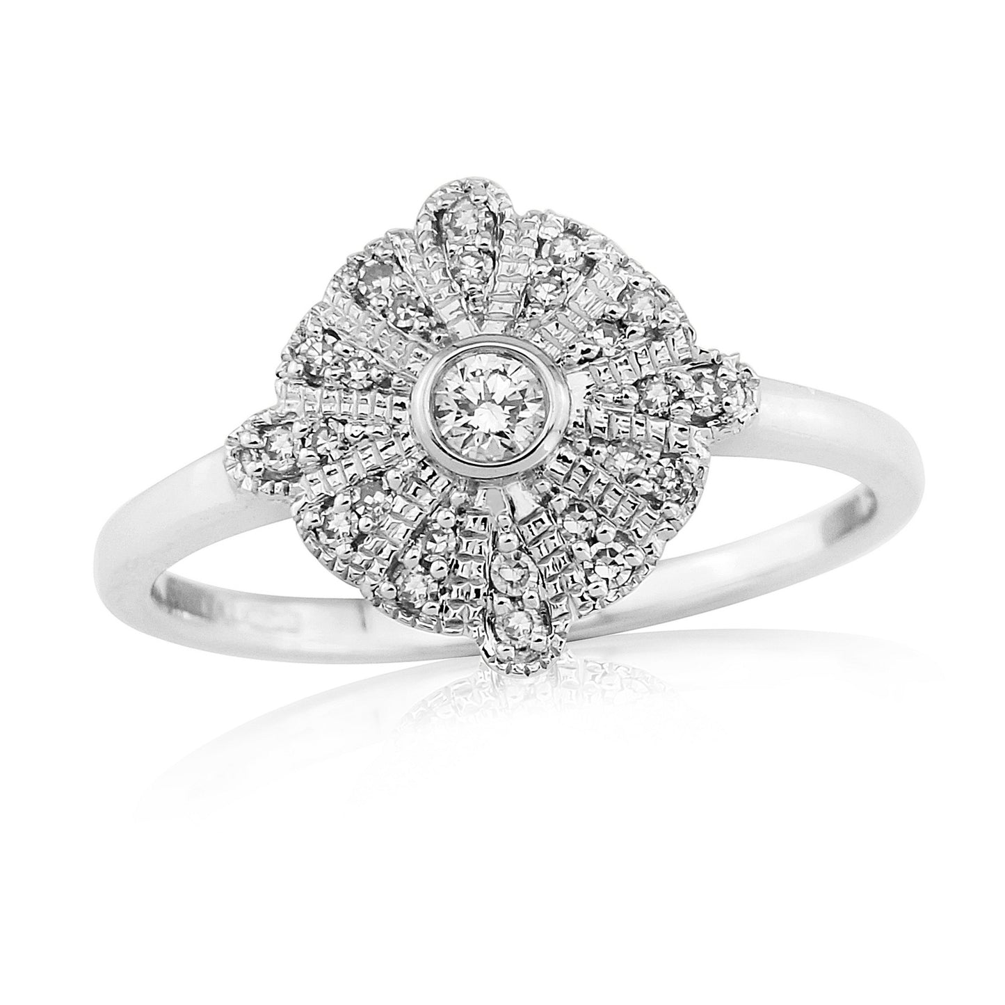 9ct White Gold Diamond Set Cluster Ring