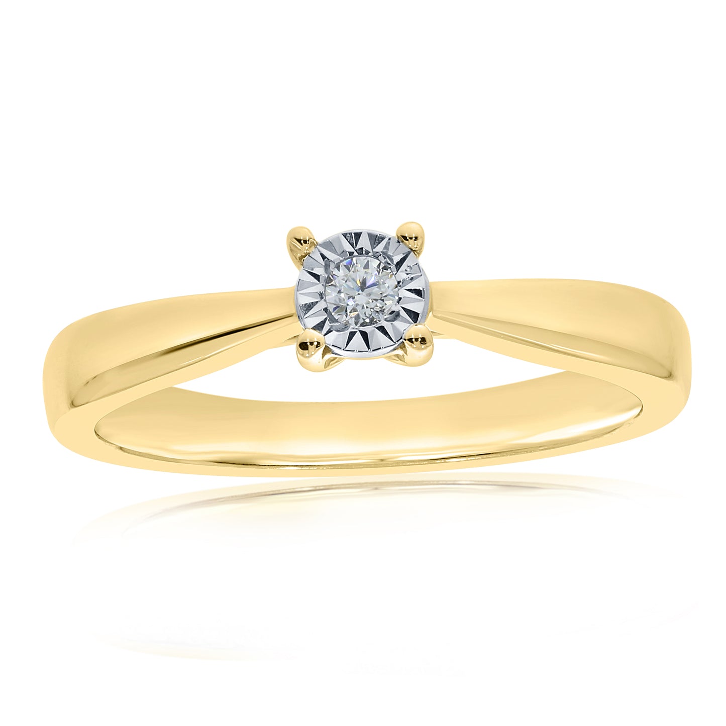 9ct Gold Diamond Illusion Set Solitaire Ring
