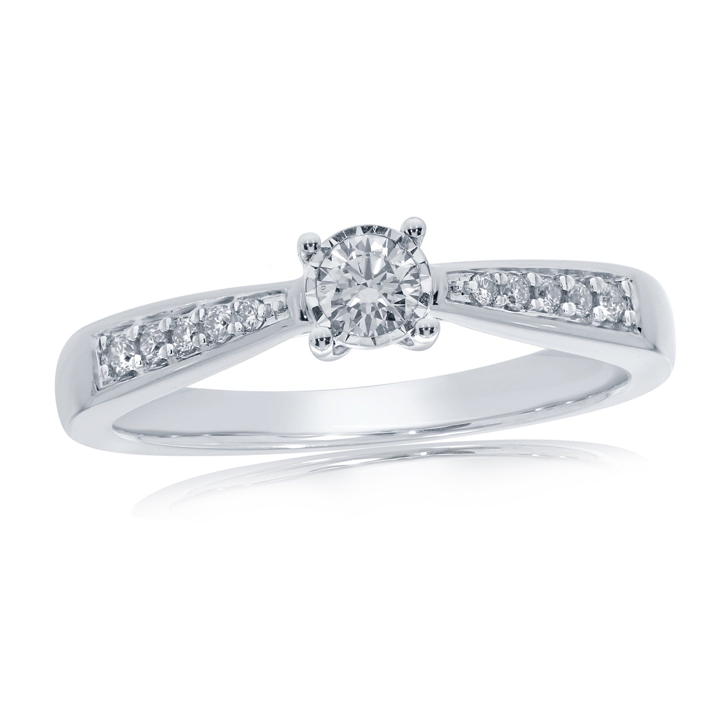 9ct White Gold Diamond Ring - DR1710W