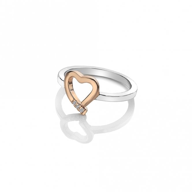 Hot Diamonds Silver & Rose Amore Heart Ring Size P