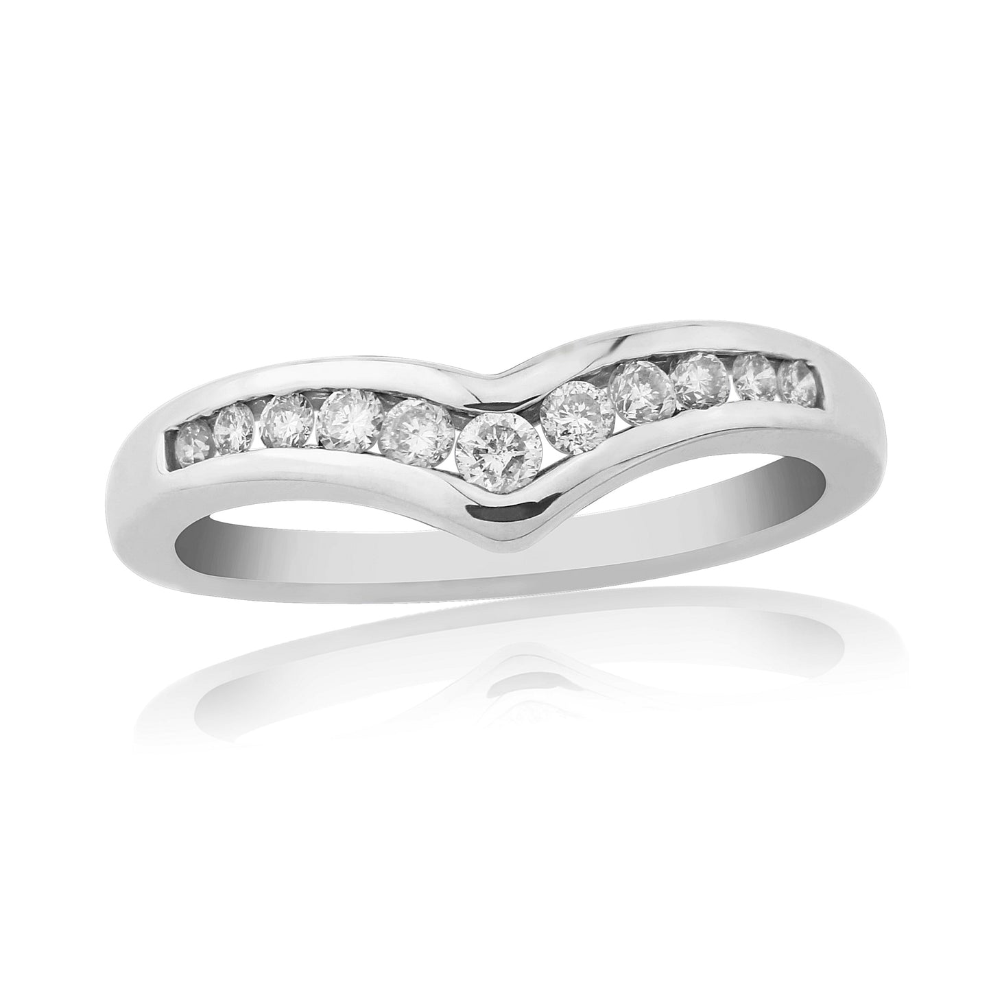 9ct White Gold Diamond Wishbone Ring