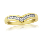 9ct Yellow Gold Diamond Channel set Wishbone Ring