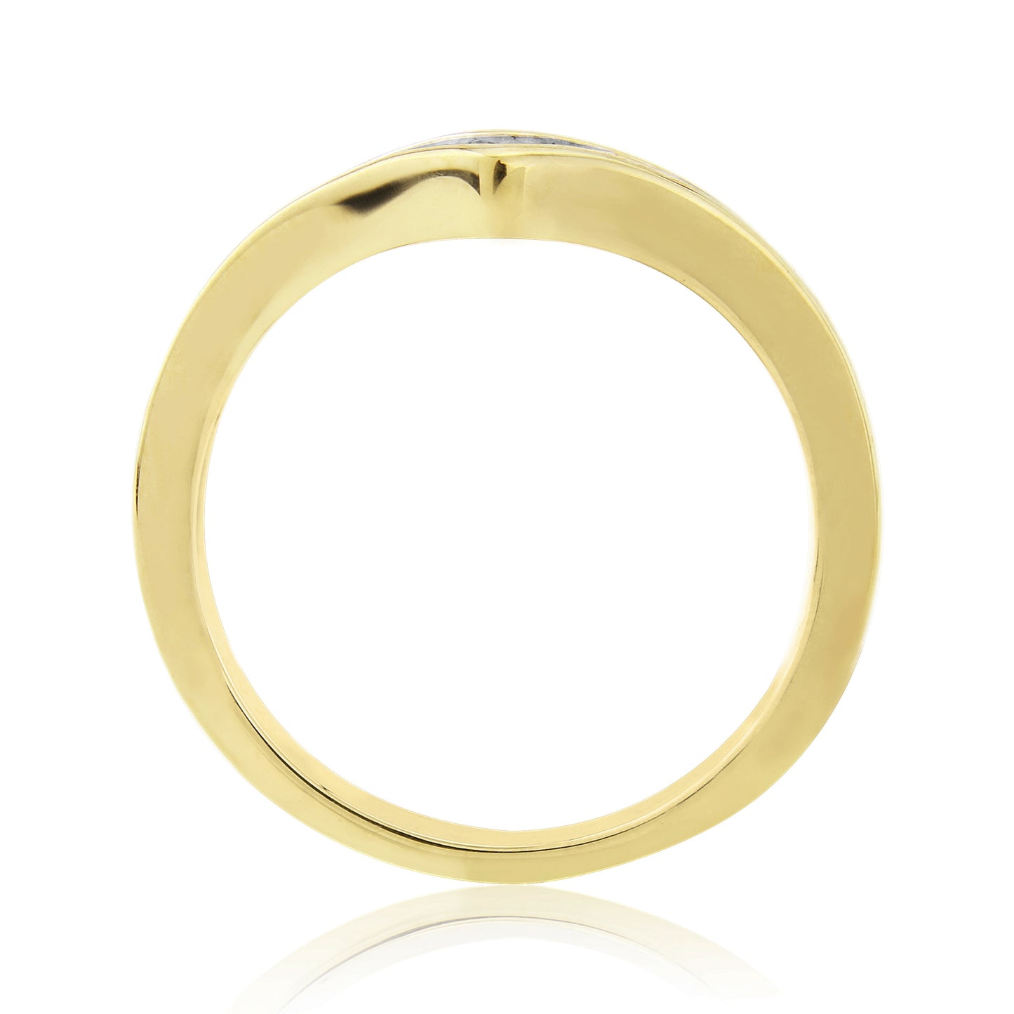 9ct Yellow Gold Diamond Channel set Wishbone Ring