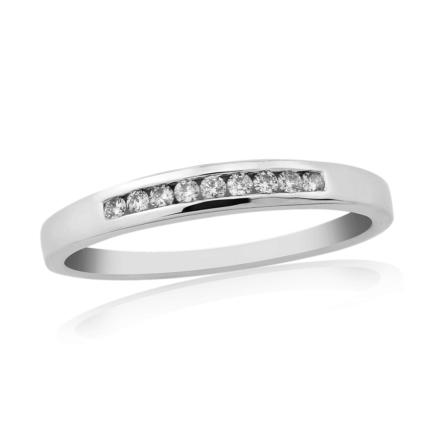9ct White Gold Diamond Half Eternity Ring 0.10ct