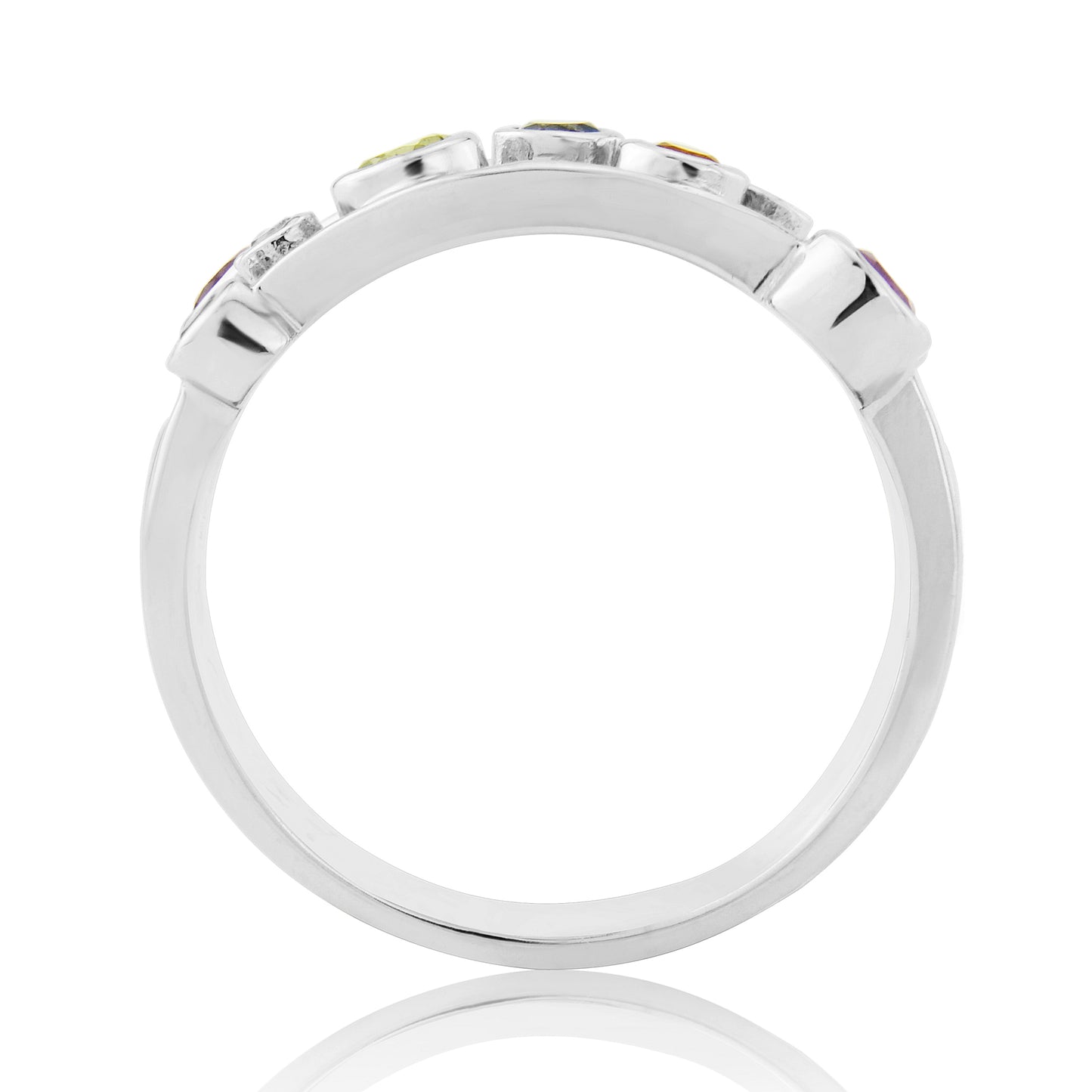 9ct White Gold Multi Stone Gem Ring