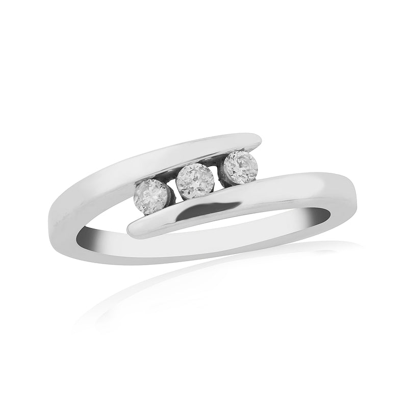 9ct White Gold Trilogy Diamond Ring - Three Stone