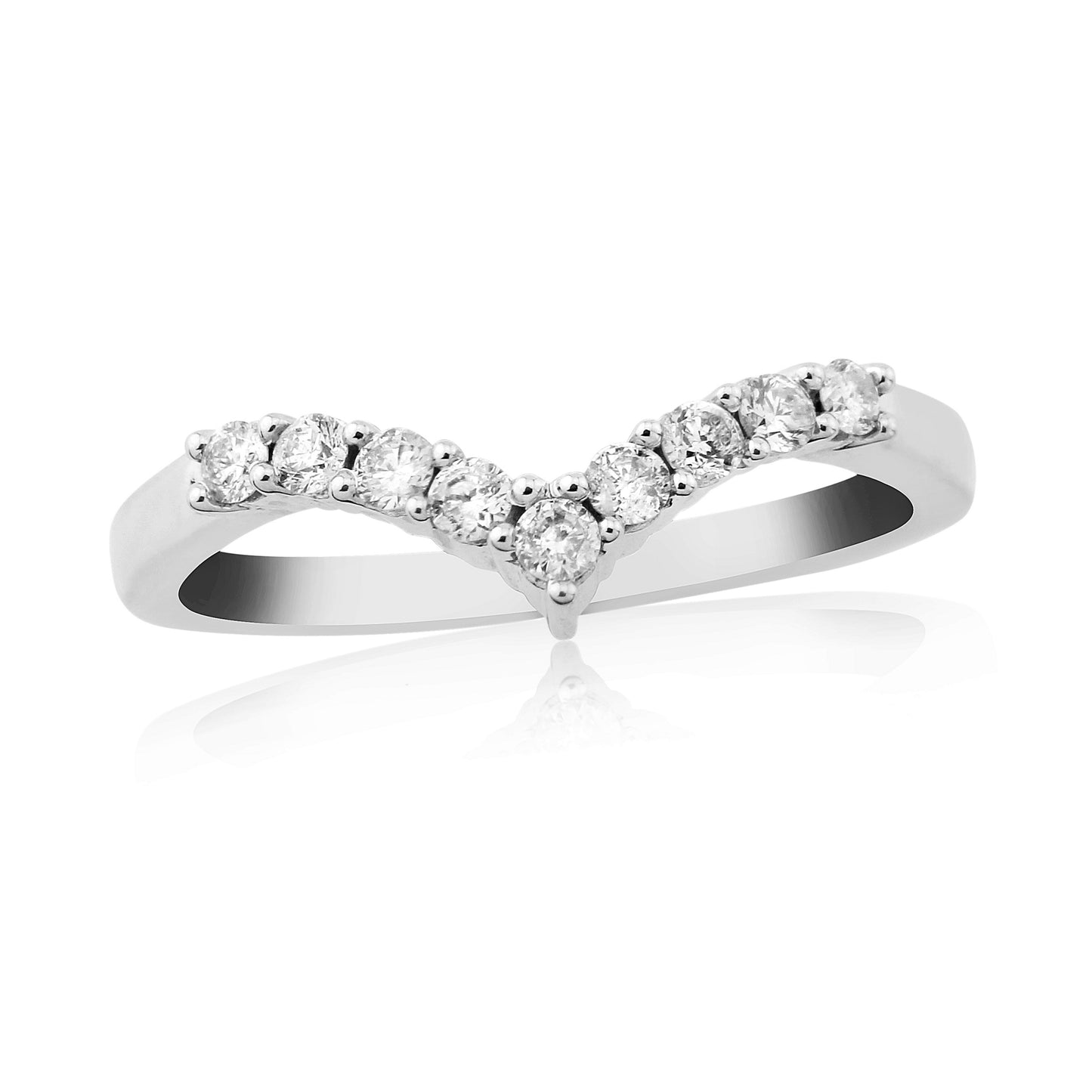 9ct White Gold Diamond Wishbone Ring 0.25ct