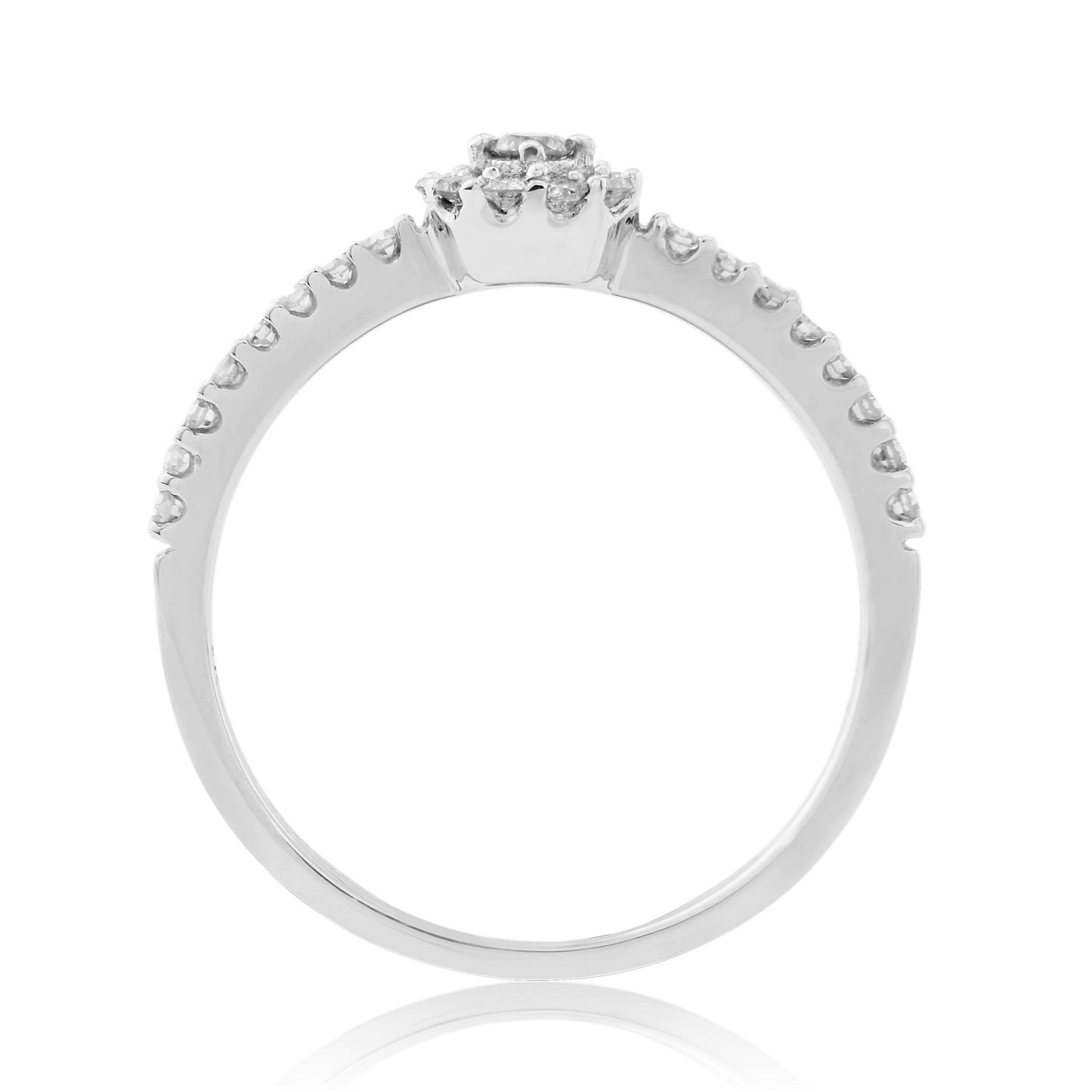 9ct White Gold Halo Diamond Cluster Ring - DR820W