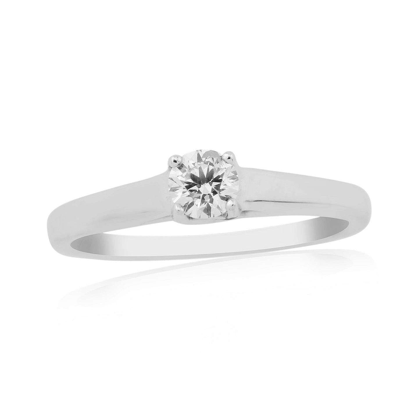 9ct White Gold Solitaire Diamond Ring - WG
