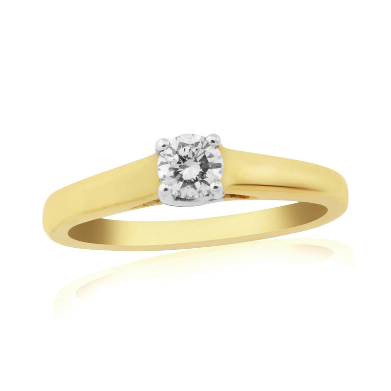 9ct Yellow Gold Diamond Solitaire Ring 0.25ct