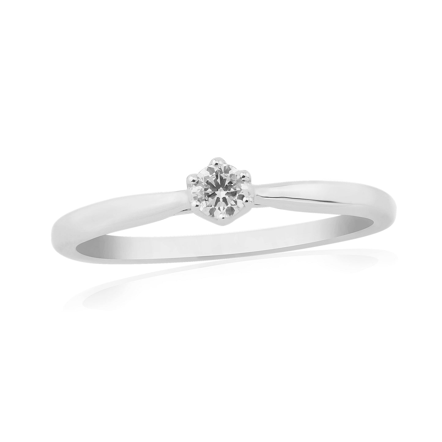 9ct White Gold Solitaire Diamond Ring - DIA