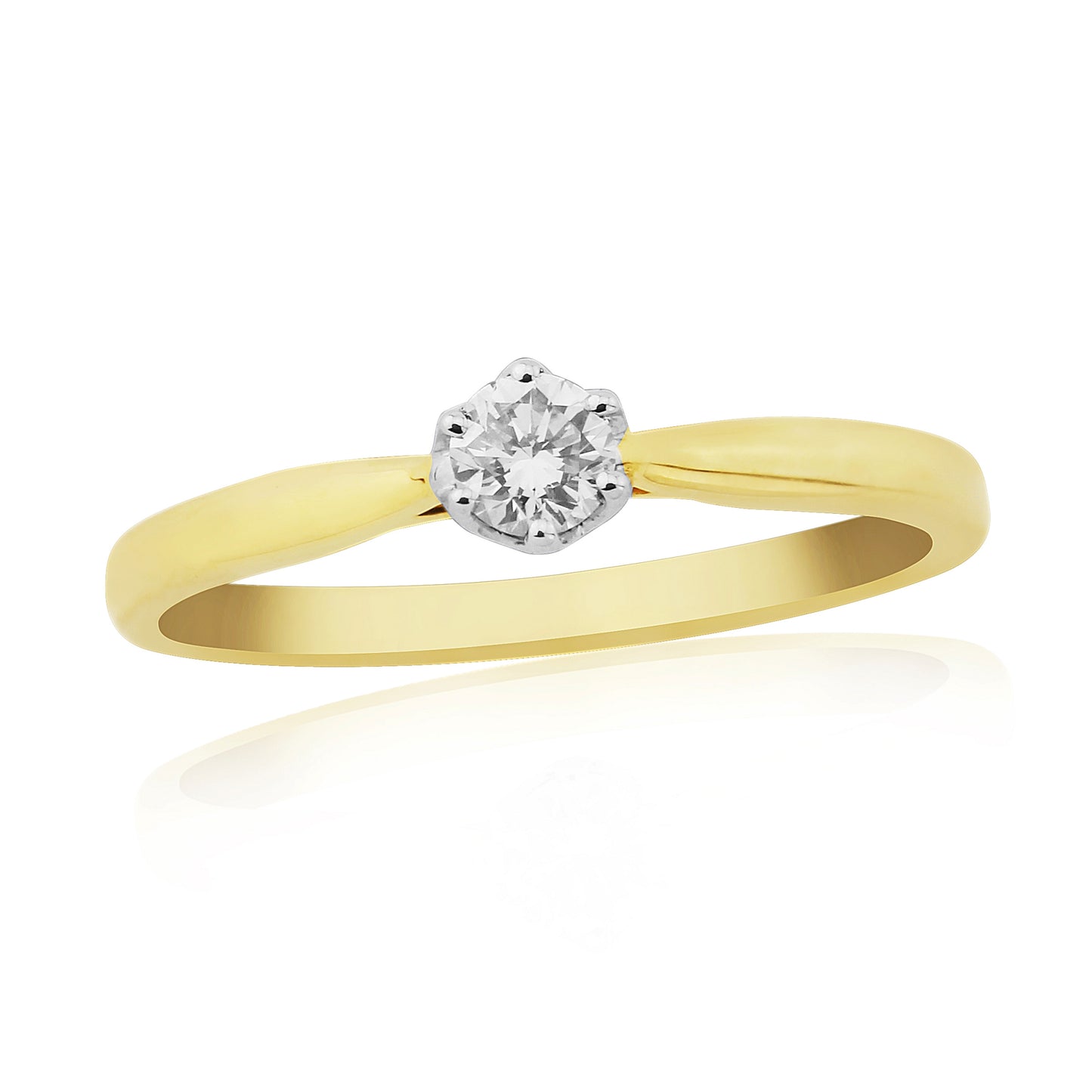 9ct Gold Solitaire Diamond Ring - Yellow Gold 0.15ct