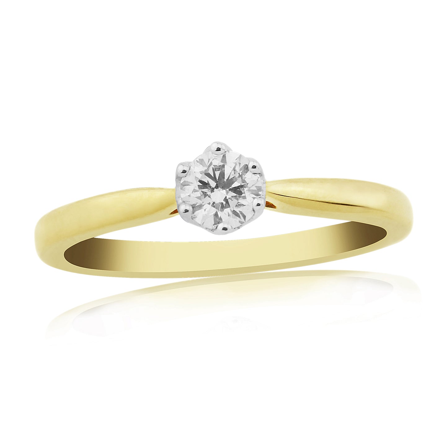 9ct Yellow Gold Solitaire Claw Set Diamond Ring