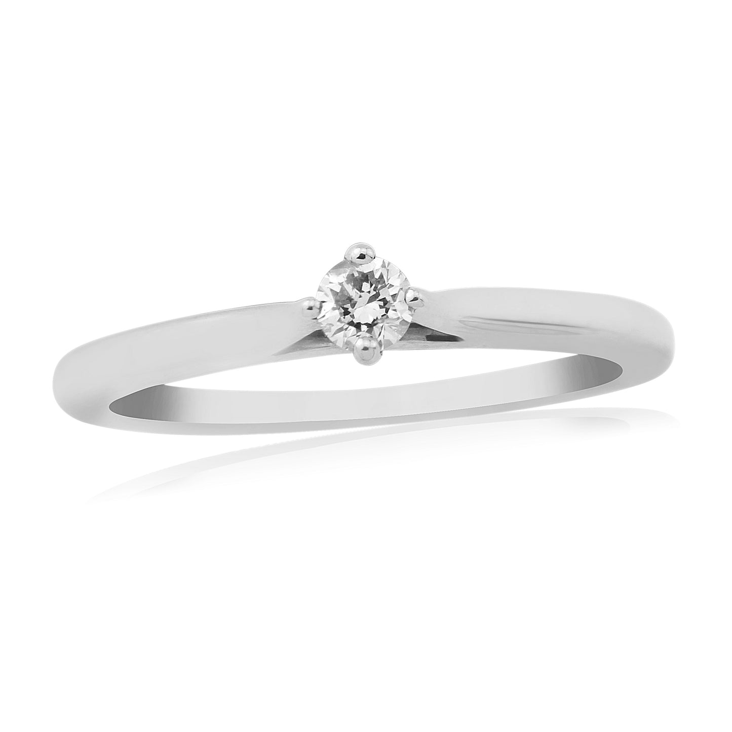 9ct White Gold Solitaire Diamond Ring 0.10ct