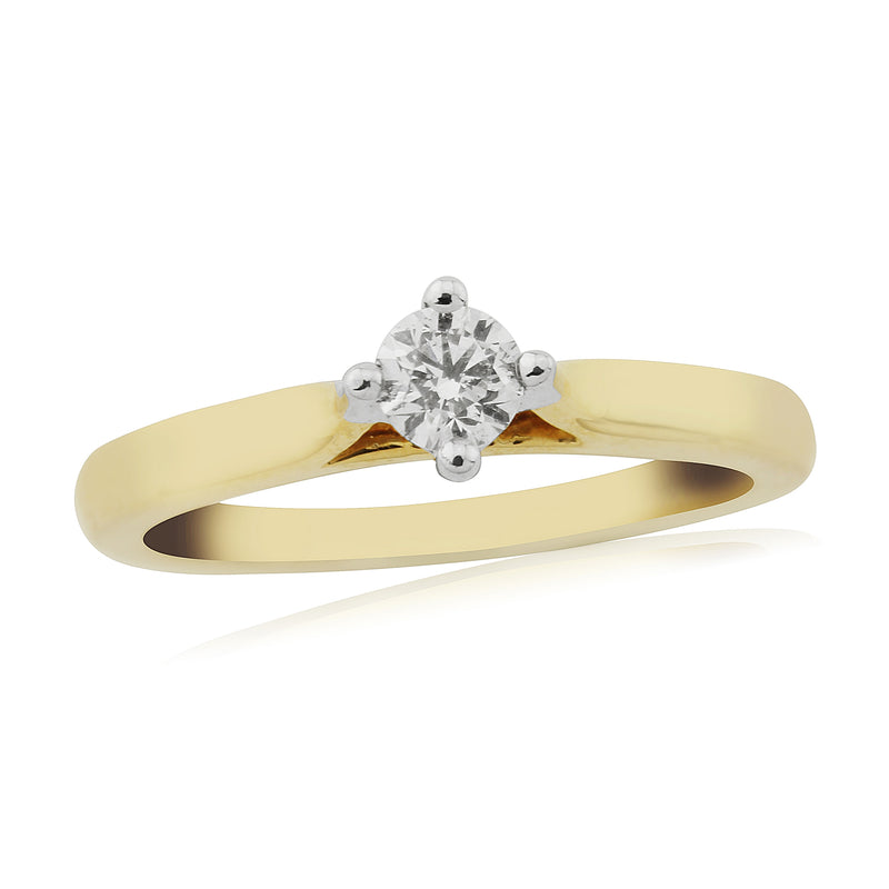 9ct Gold Solitaire Diamond Ring - Yellow Gold