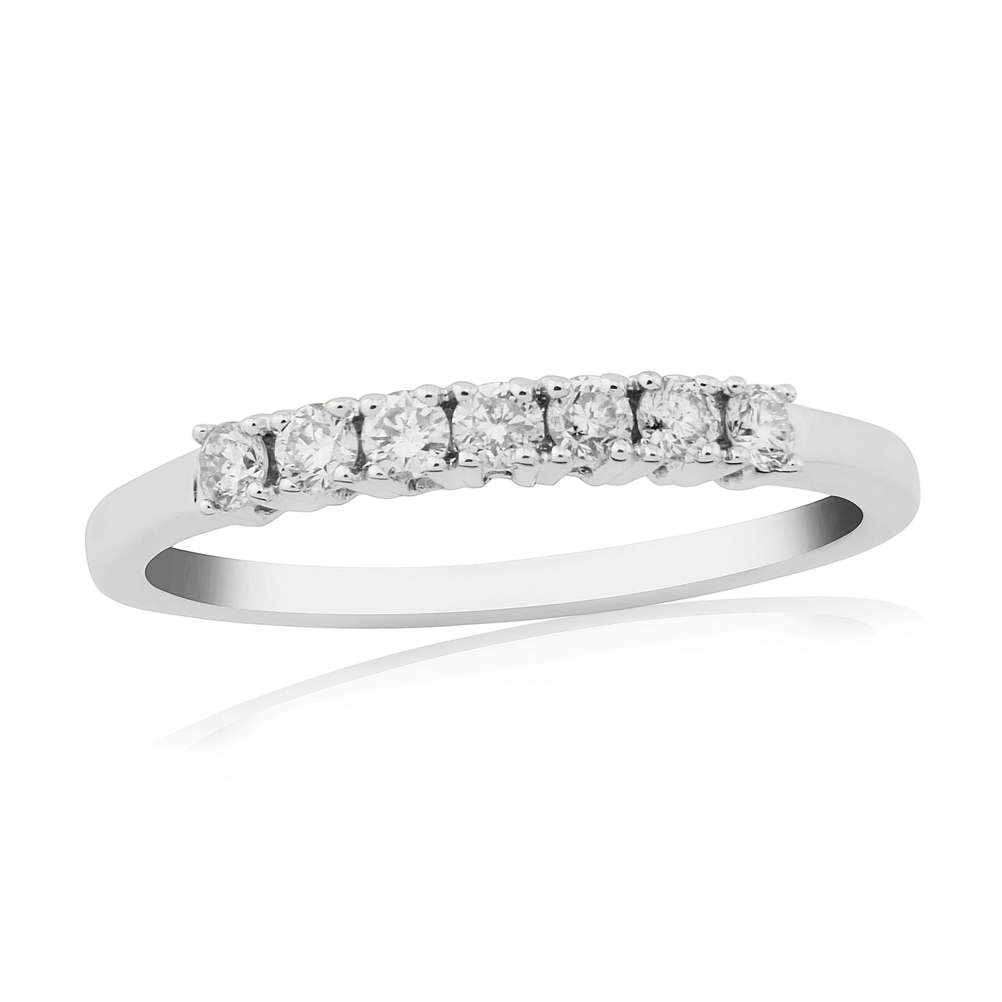 9CT White Gold 7 Stone Diamond Ring