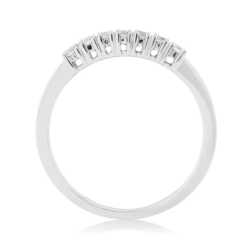 9CT White Gold 7 Stone Diamond Ring
