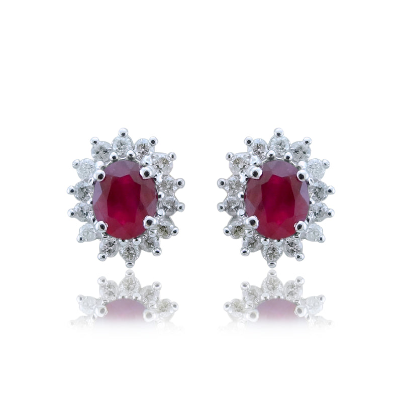 9ct Y Ruby & Diamond Earrings