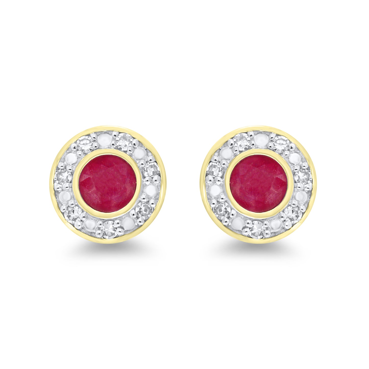 9ct YG Ruby & Diamond Earrings