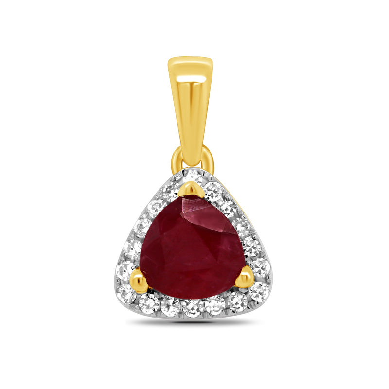 9ct Gold Trillion Cut Ruby & Diamond Pendant