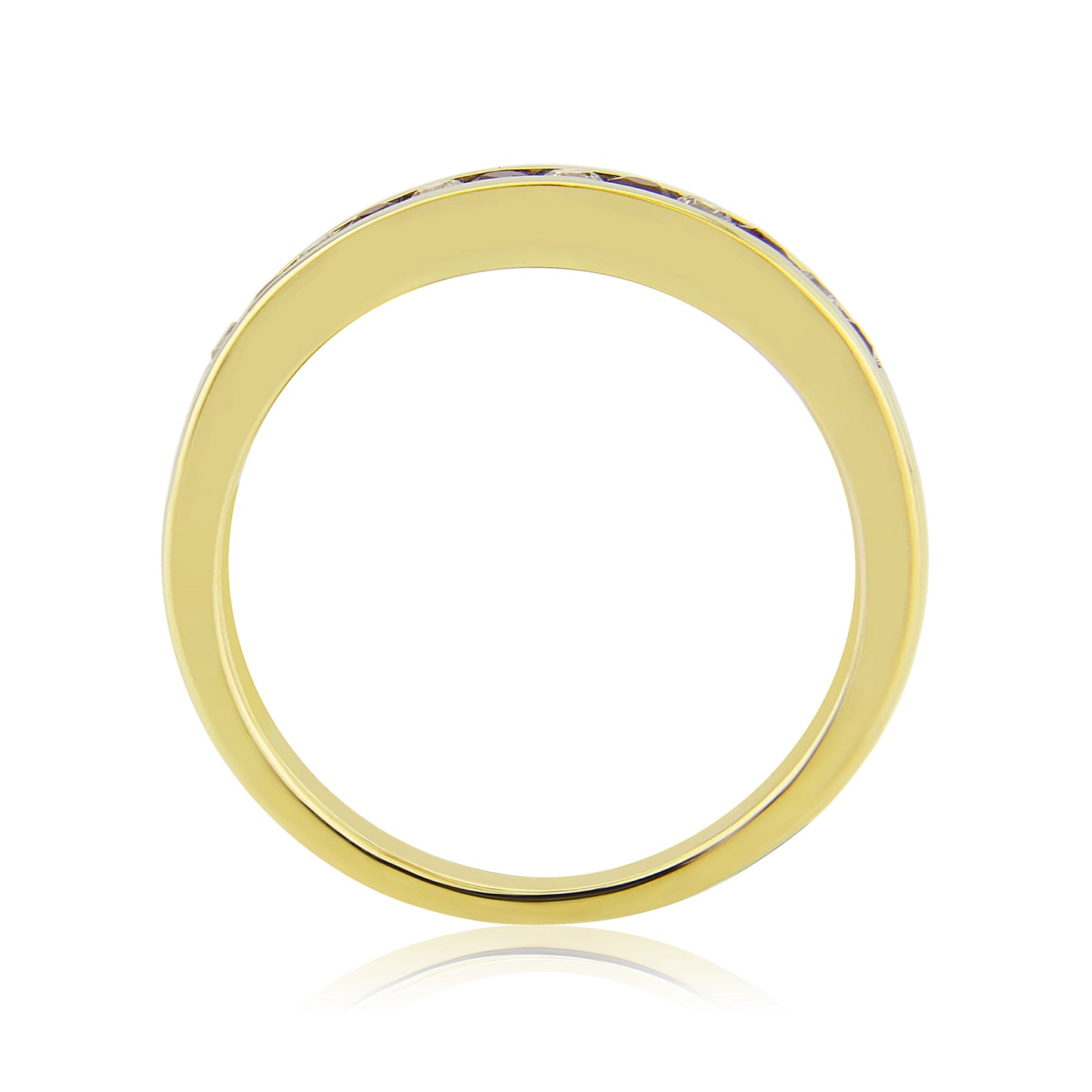 9ct Gold Channel Set Ruby & Diamond Half Eternity Ring