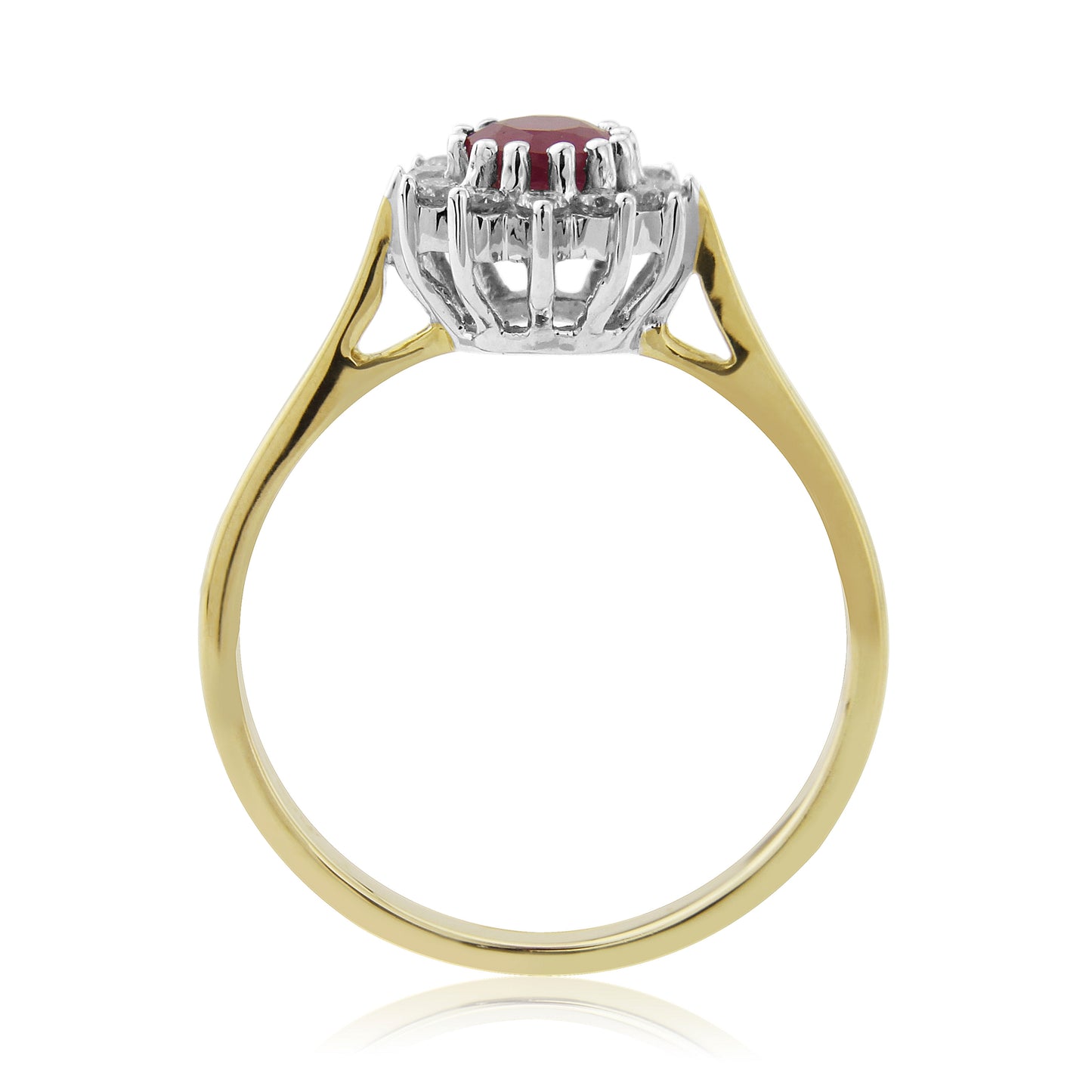 9ct Gold Oval Ruby and Diamond Cluster Ring