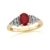 9ct Yellow Gold Oval Ruby & Diamond Ring