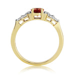 9ct Yellow Gold Oval Ruby & Diamond Ring
