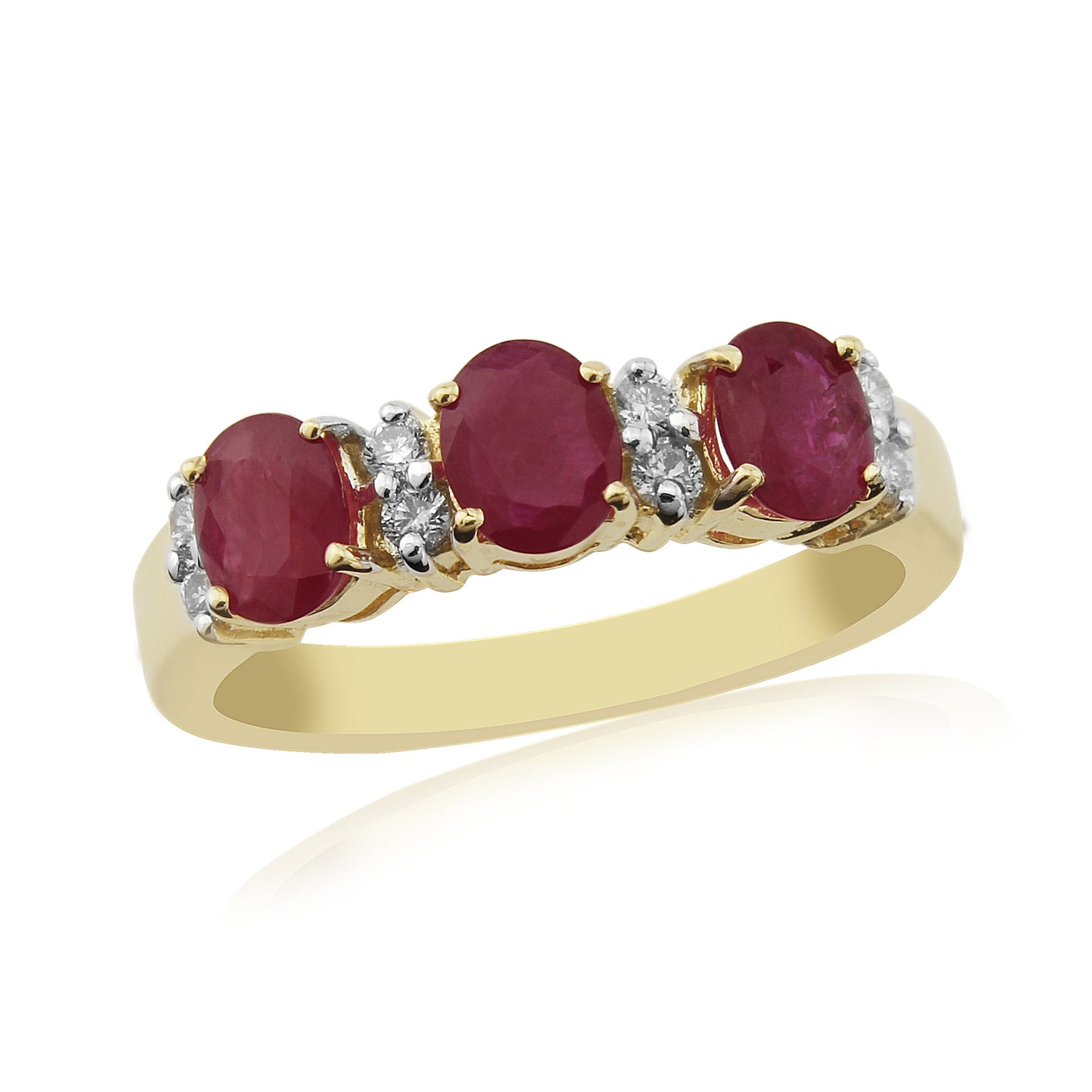 9ct Ruby & Diamond Ring - Yellow Gold