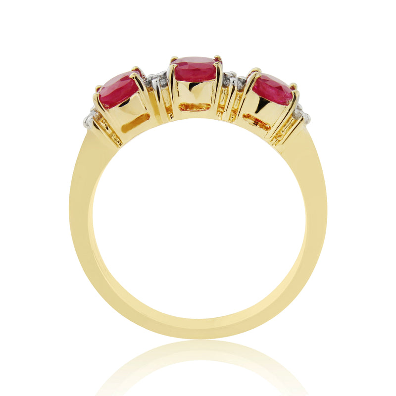 9ct Ruby & Diamond Ring - Yellow Gold