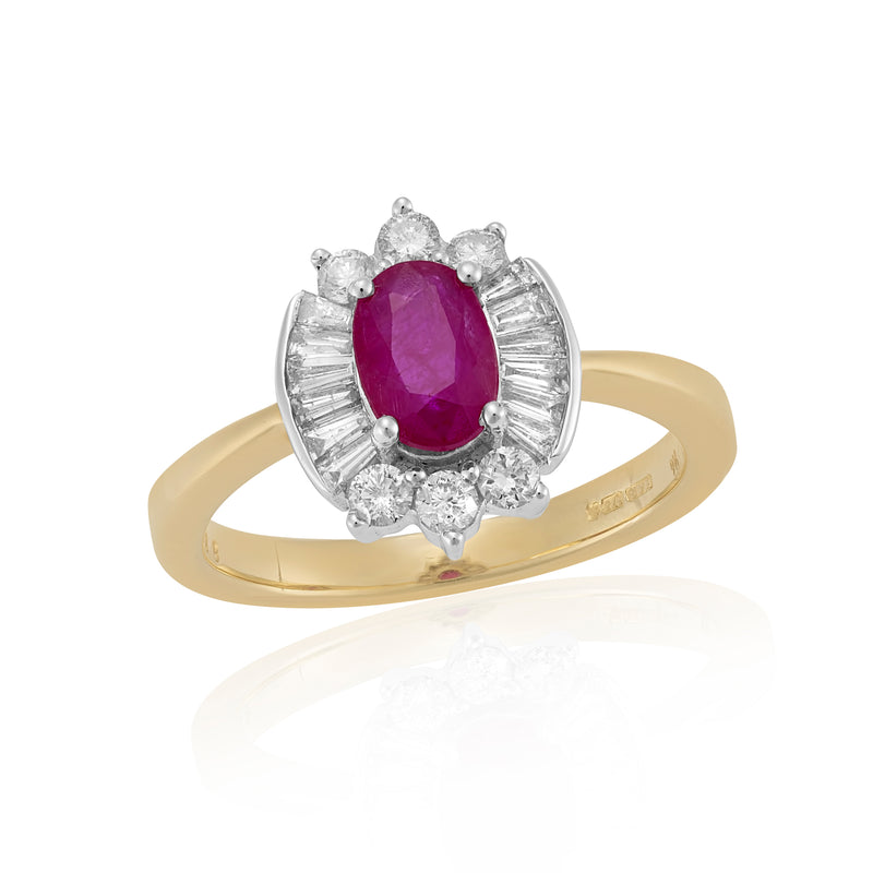 9ct Ruby and Diamond Ring - Gold