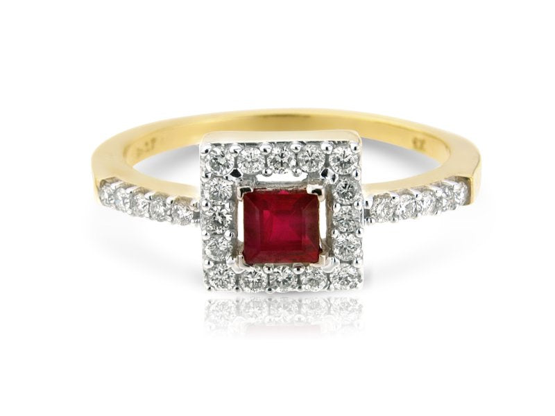 9ct Ruby and Diamond Ring - Yellow Gold