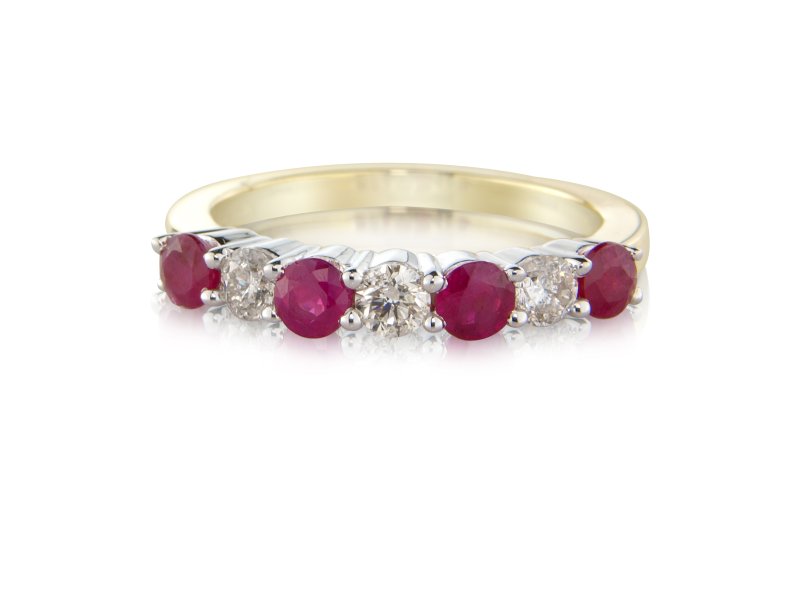 9ct Gold Ruby and Diamond Ring - Yellow Gold