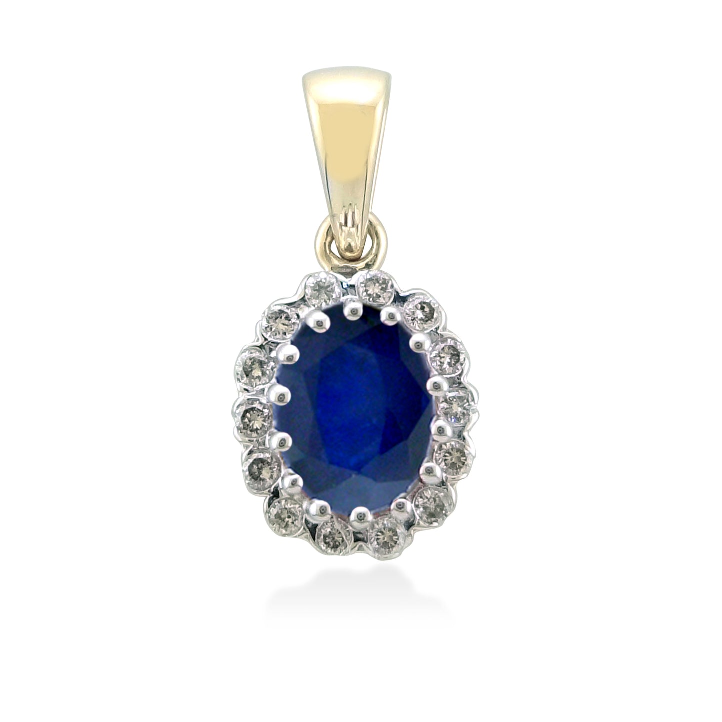 9ct Gold Sapphire & Diamond Cluster Pendant
