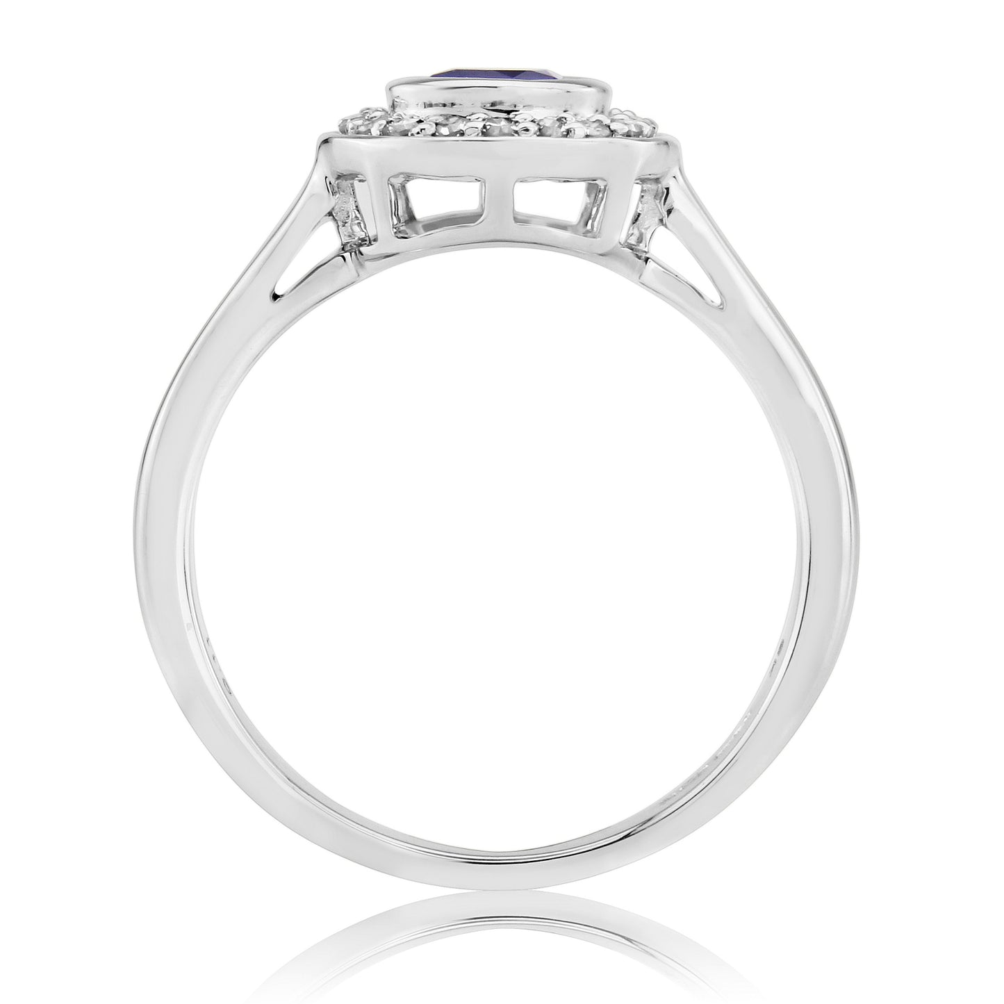 9ct White Gold Sapphire & Diamond Ring - Sapphire & Diamond