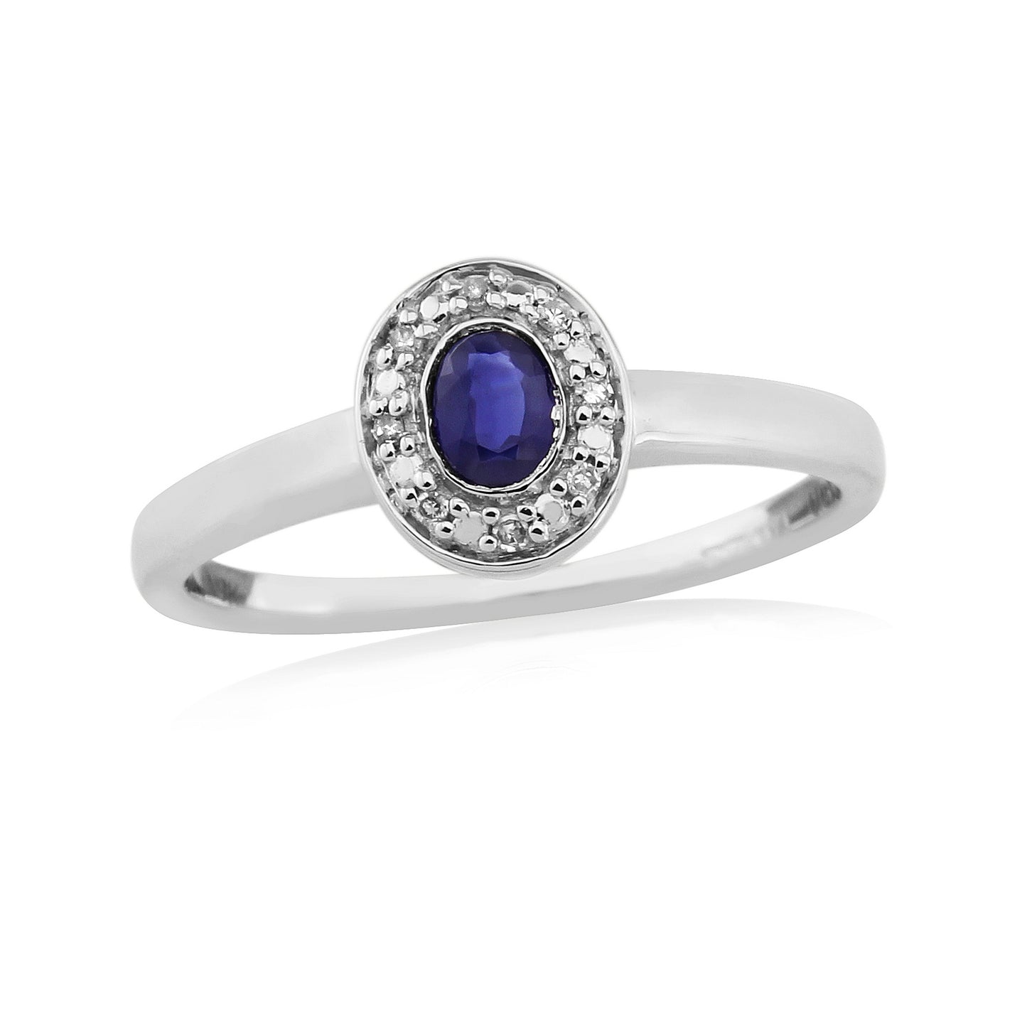 9ct White Gold Sapphire & Diamond Ring