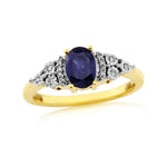 9ct Gold Oval Sapphire & Diamond Ring DSR1535