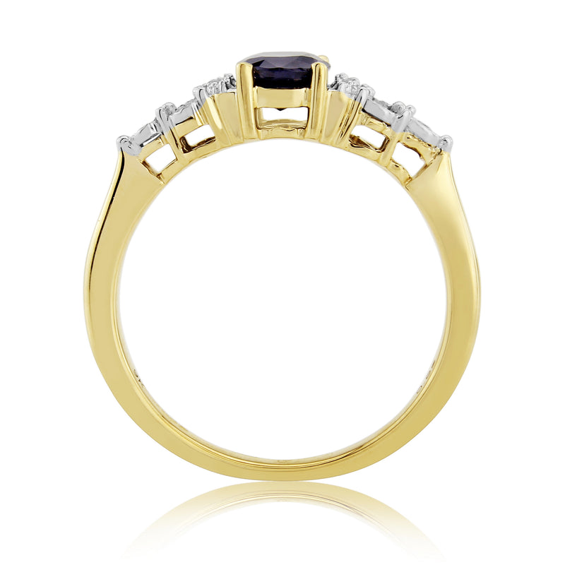 9ct Gold Oval Sapphire & Diamond Ring DSR1535